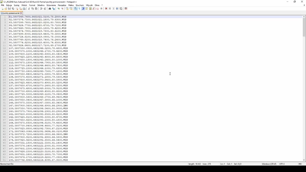 03.01 Kurs AutoCad Civil 3D - Pomiary - konfiguracja