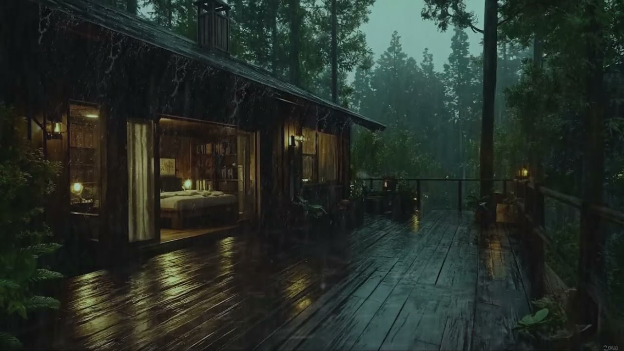 Forest Rain Falling at Night for Sleep | Peaceful Rain Ambience to Relax Mind and Reduce Stress