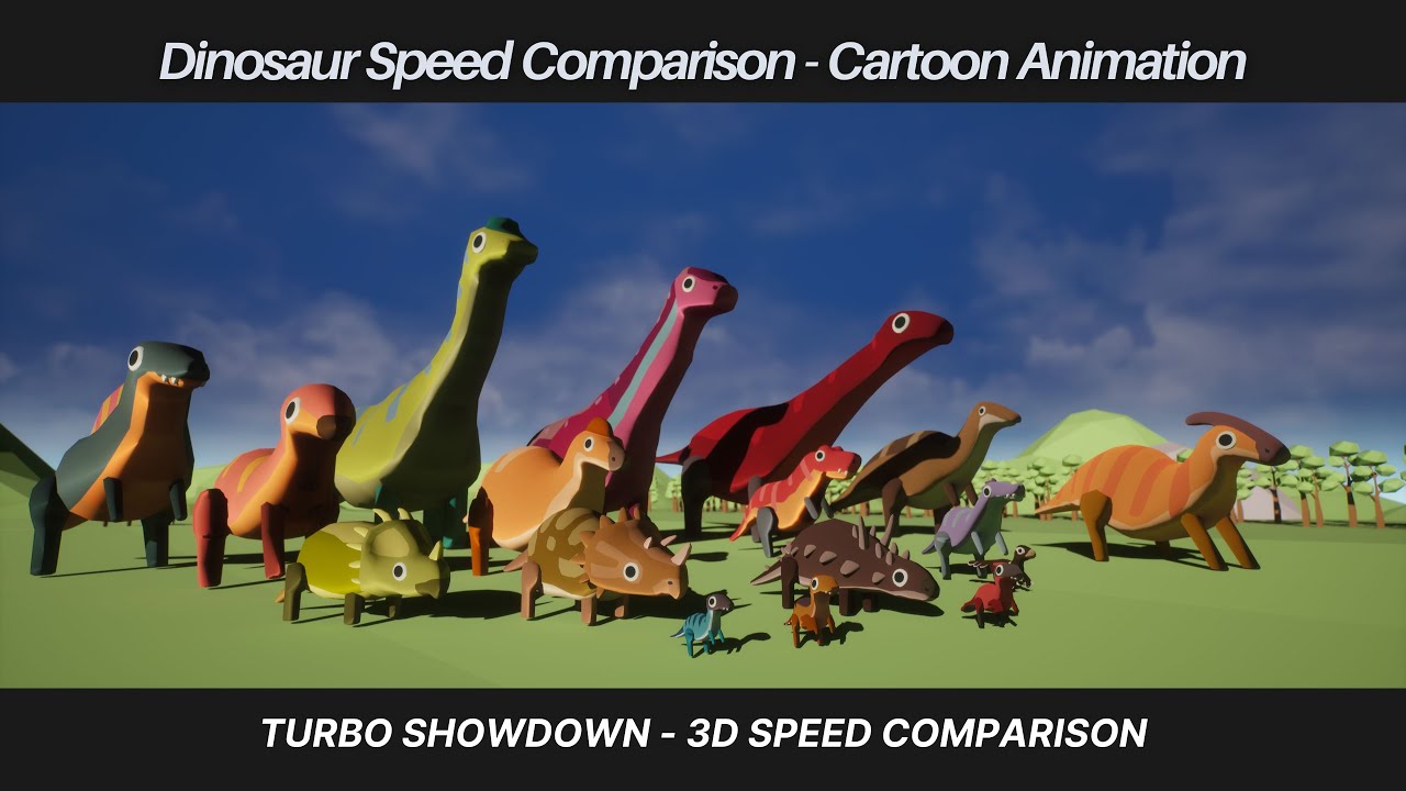 Dinosaur Speed Comparison - Cartoon Animation - 3D Speed Comparison | Turbo Showdown