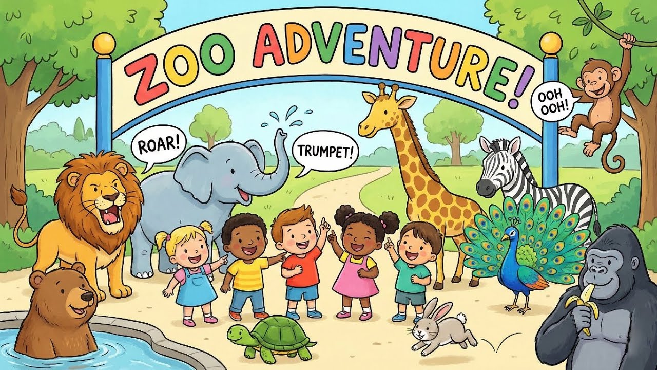 A Fun Day at the Zoo! - Beginner English sentences 01