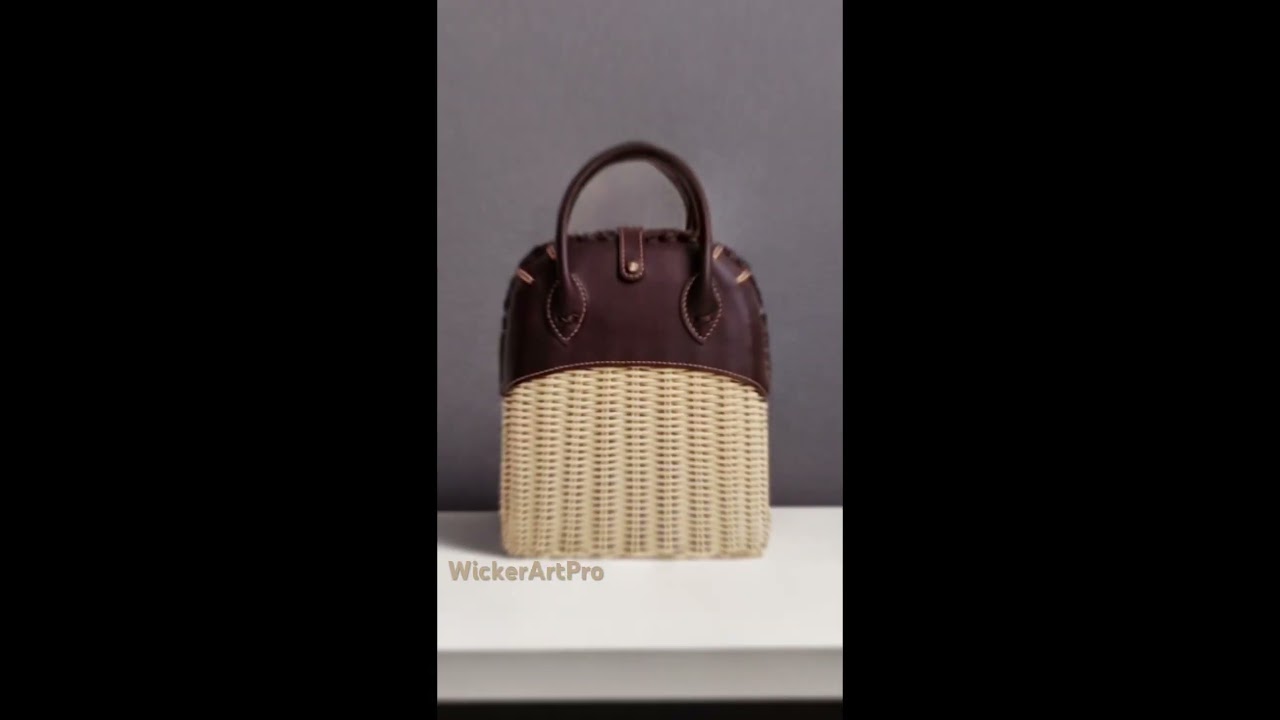 Luxurious Wicker Rattan Handbag with Hand-Stitched Leather Details #bags #wickerbasket #wickerbag