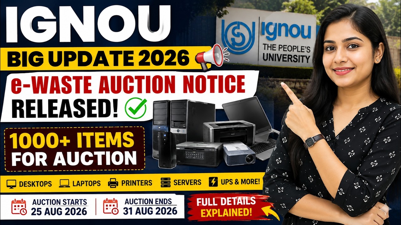 IGNOU Big Update 2026 🔥 IGNOU e-Waste Auction Notice Released | Computers, Laptops, Printers Auction