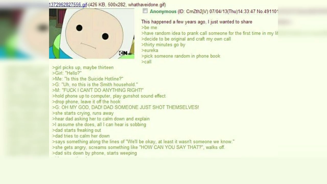 4chan user makes a prank call | 4chan greentext story