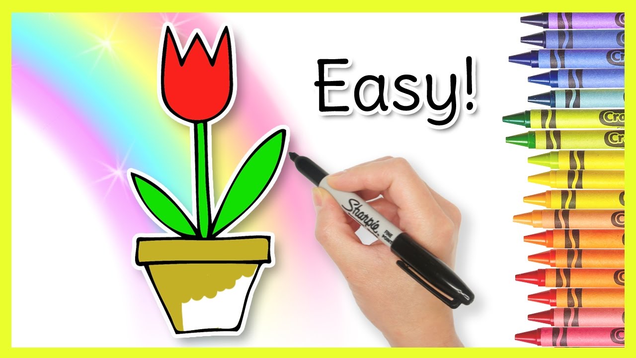How to Draw a TULIP! Easy for Kids to Make for Mother's Day Card