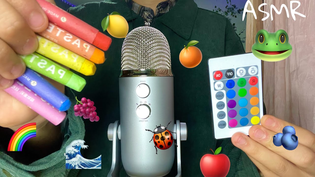 ASMR//SONIDOS CON COLORES DEL ARCOÍRIS 🌈🐸🍋