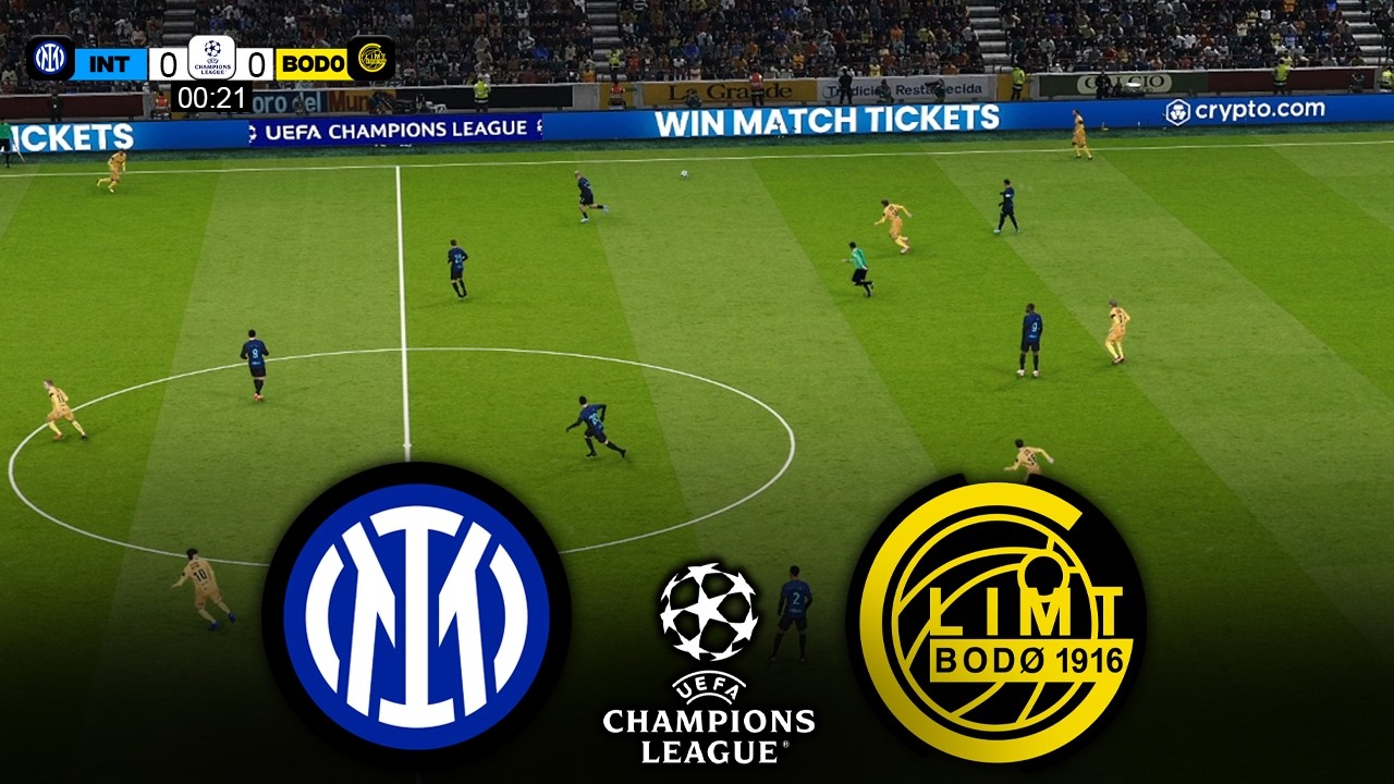 🔴Inter Milan vs Bodo Glimt - UEFA Champions League 25/26 Match - efootball Pes 21 Gameplay