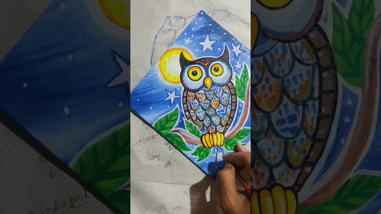 Owl 🦉🦉🦉 Painting on Canvas Board