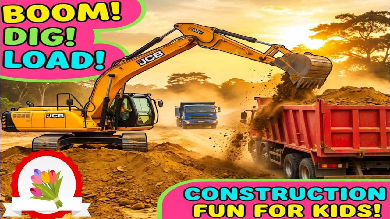 JCB Loading Mud Into Truck 🚜 | Truck Full Load & Dumping Animation | Kids Construction Video #truck