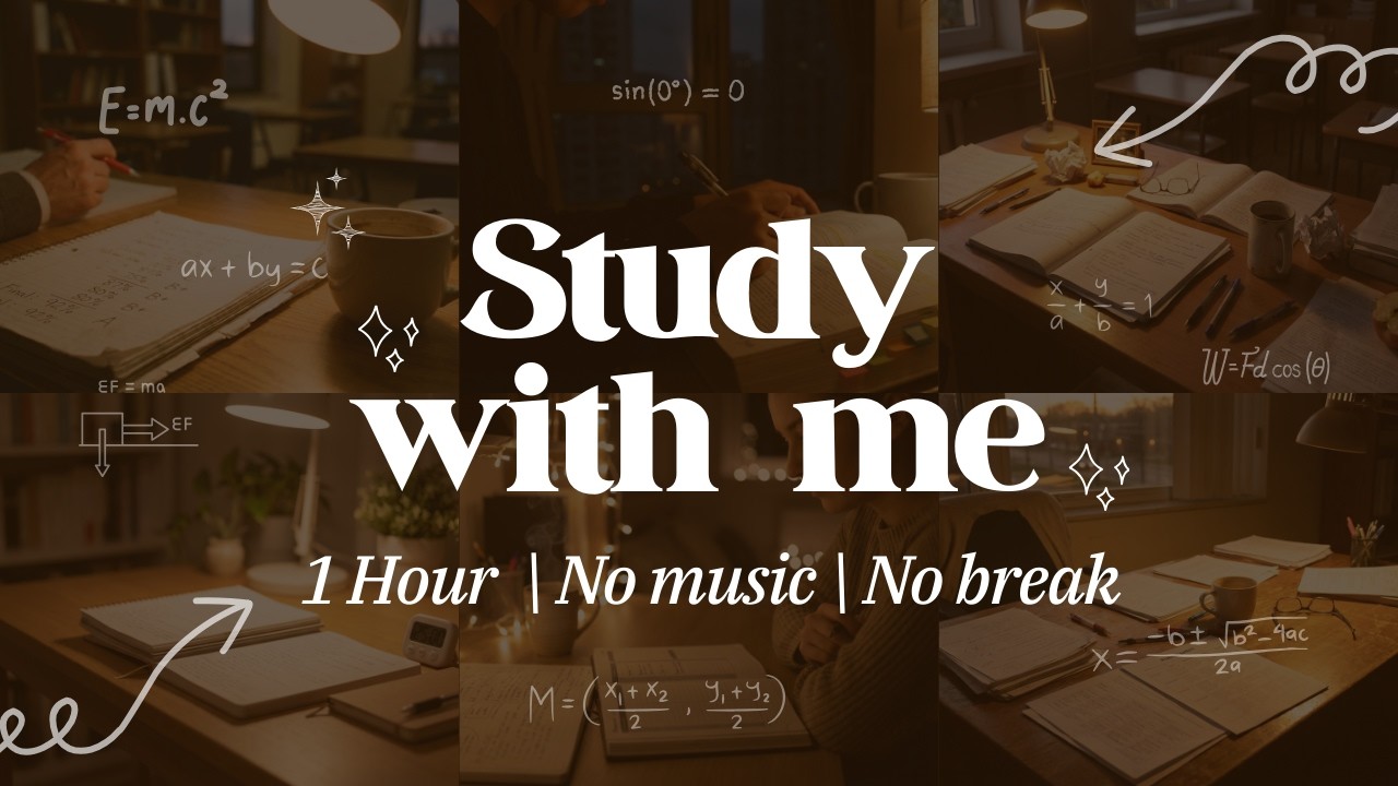 Study with me 1 hour | No break | No music