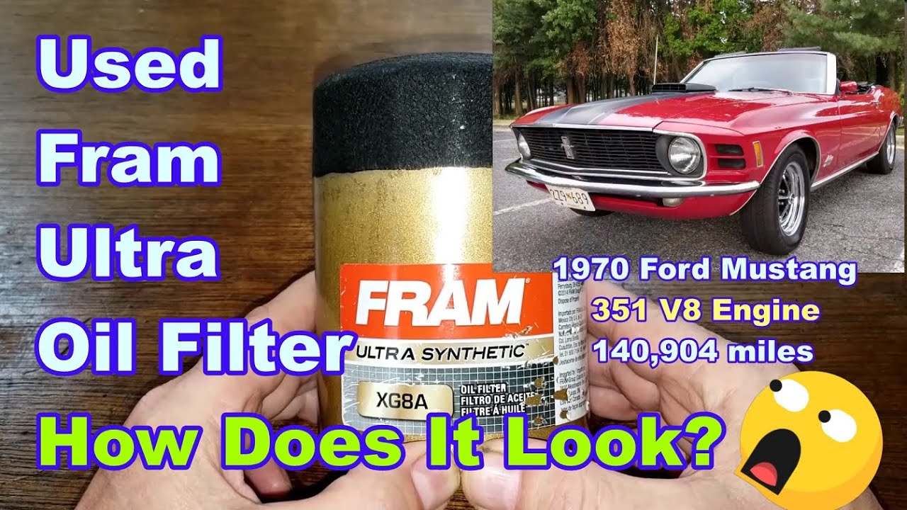 Масляный фильтр Fram Ultra XG8A, разрезанный и использованный, снят с Ford Mustang 1970 года выпу...