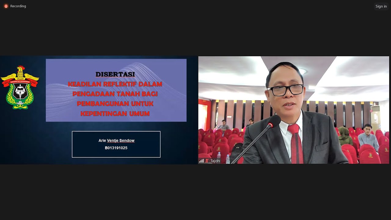 Promosi Doktor dalam Bidang Ilmu Hukum Sdr. Arie Ventje Sendow (B013191025)