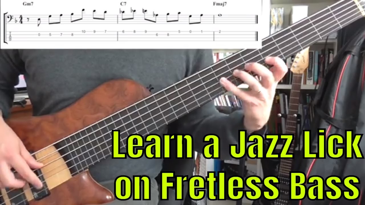 Jazz Lick on Fretless Bass with Bass TAB - Bass Practice Diary - 9th October 2018