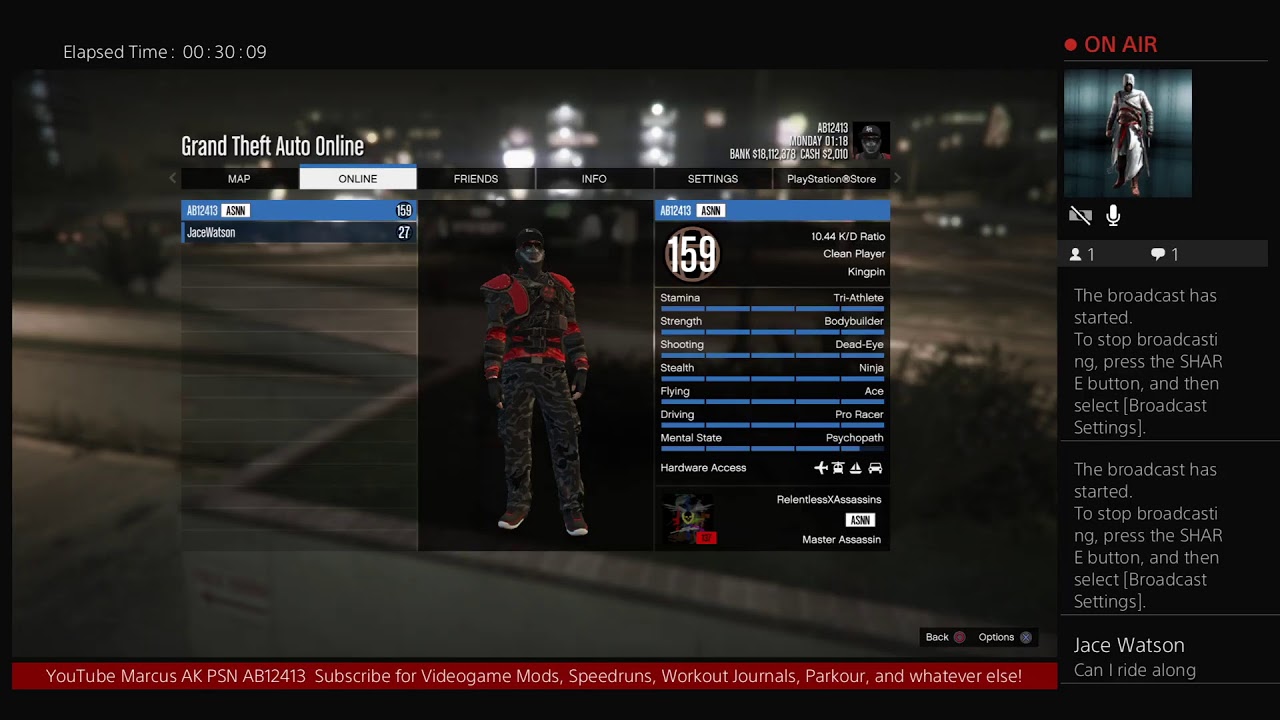 GTAV Online - Main Character Made 2013 Nearly 1k Hours Legit 10+ K/D no cheap methods
