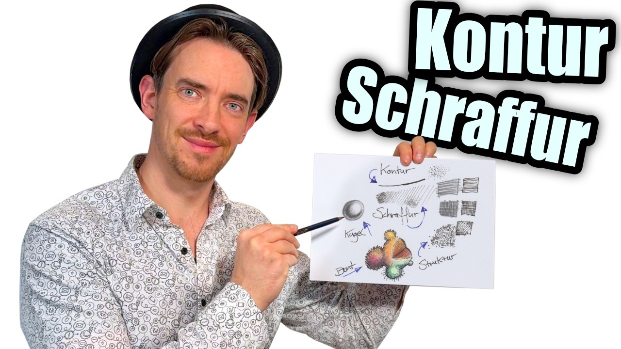 Kontur und Schraffur zeichnen ✍️ (Zeichenkurs) Teil 4
