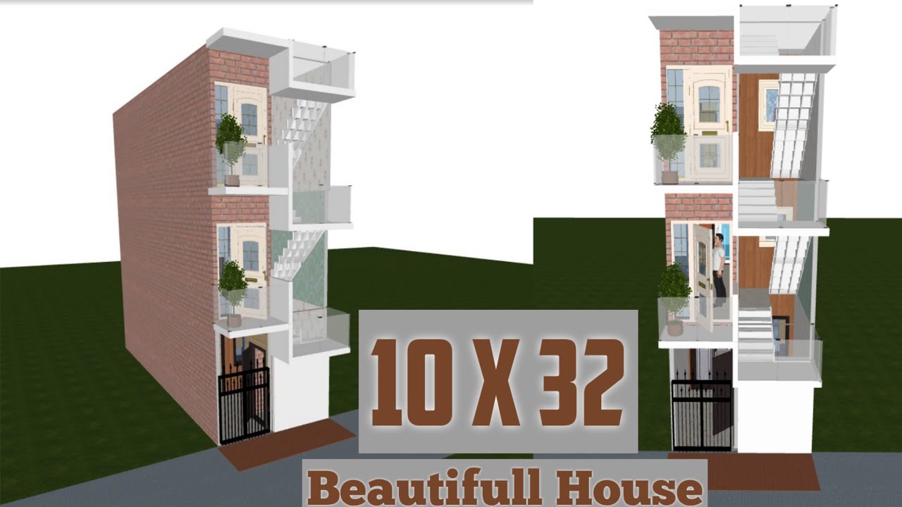 10 by 32 house design |10 feet wide small house design |L32 B10 |beautifull small house design