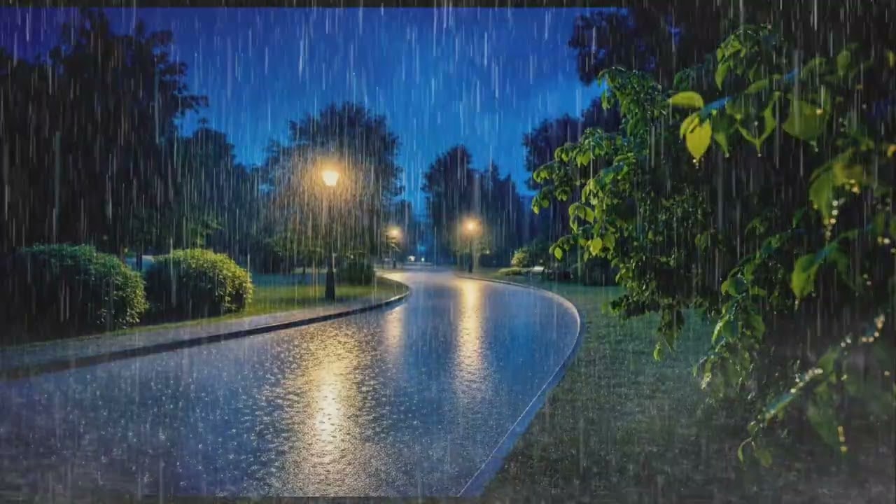 Midnight Rainstorm for Insomnia Relief – 4 Hours Deep Sleep Rain Sounds