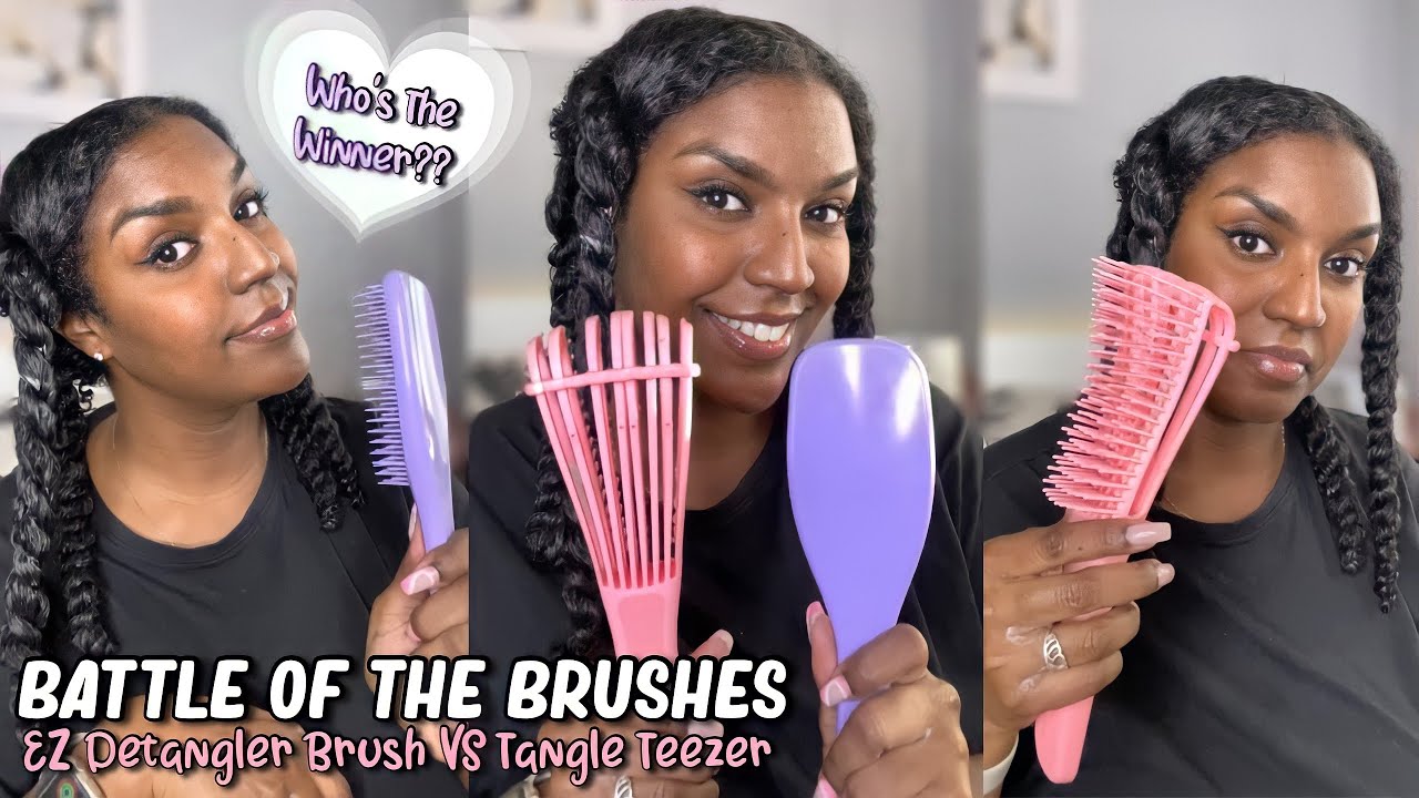 BATTLE OF THE DETANGLING BRUSHES | EZ detangler VS Tangle Teezer