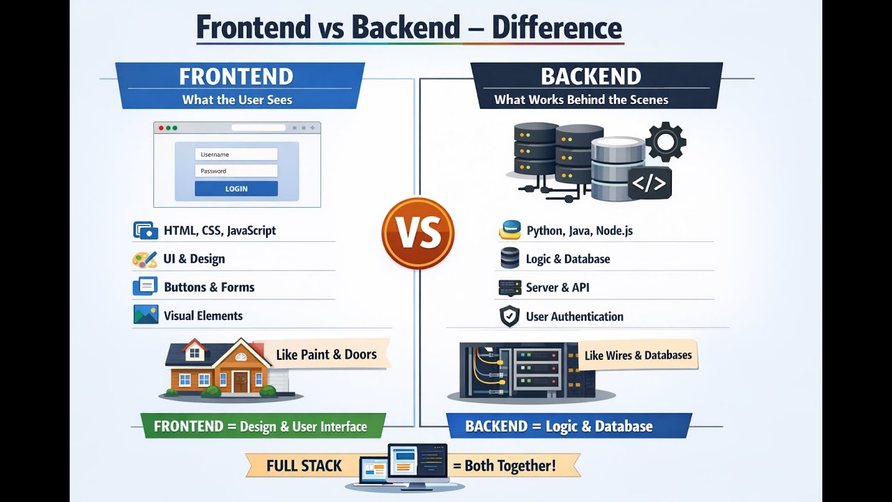 Frontend vs Backend –Difference Explained for Beginners | CodeWithRushi Frontend vs Backend Kya Hai?