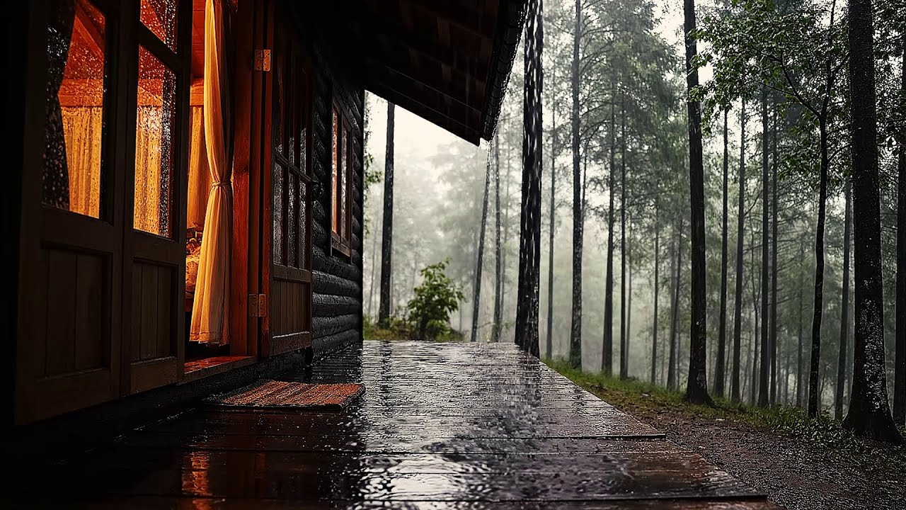 Along The Rain | Under the Eaves — Soft Rain at Night