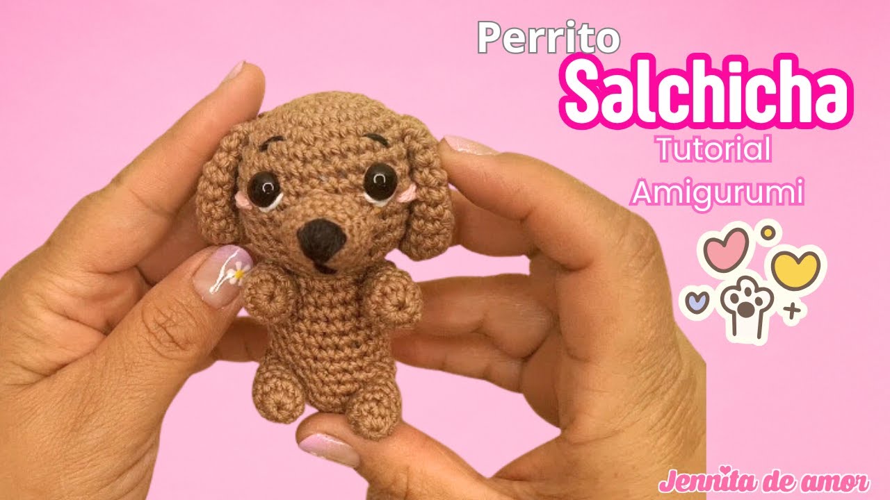 SALCHICHA Perrito Llavero- Amigurumi- Patrón en video Español e Ingles