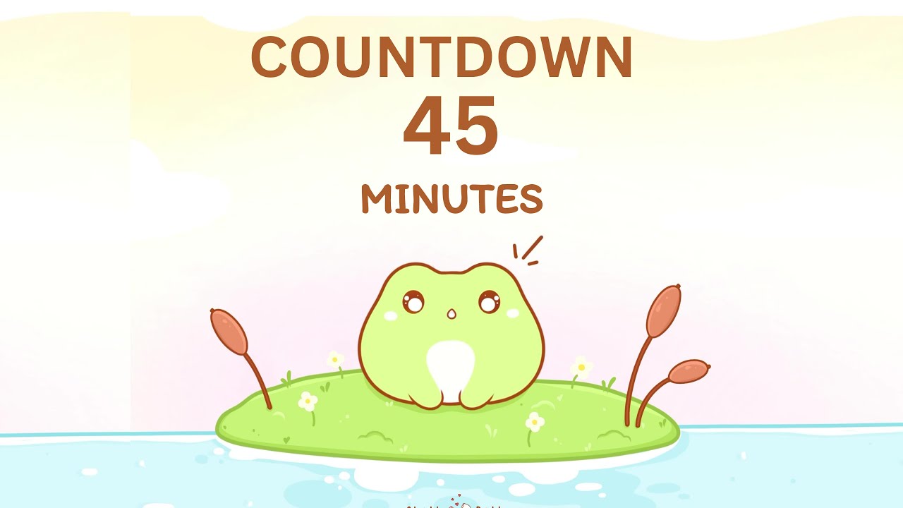 45 mins (Study Timer) Deep ambience animated cute frog Lofi aesthetic forest sounds.
