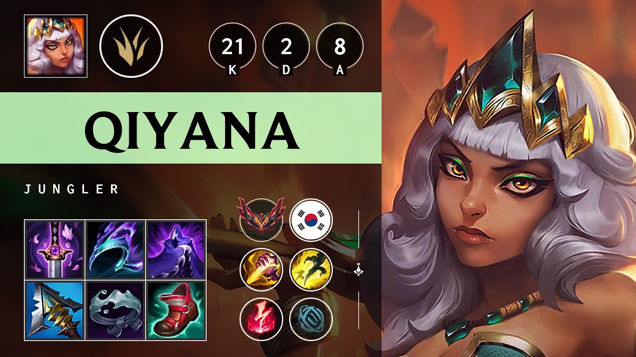 Qiyana Jungle vs Lillia: Quadra Kill, Legendary - KR Grandmaster Patch 14.15
