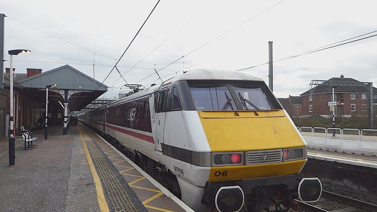 LNER Class 91 leaves Grantham (6/1/26)