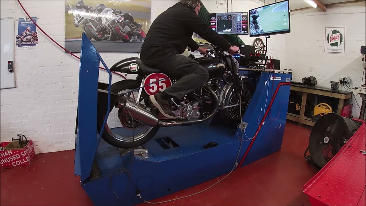 Vincent Black Shadow race bike on the dyno.