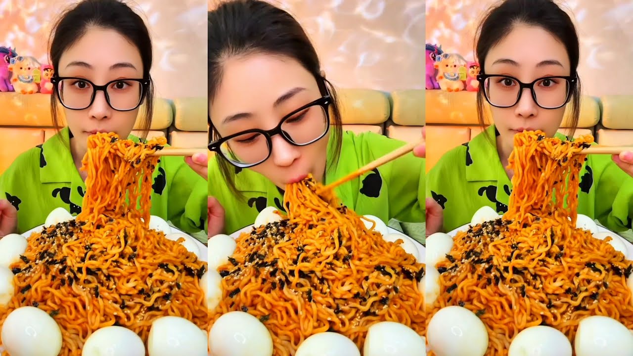 Spicy Eating Mukbang Chinese Food Noodles, Eggs🌶️ (chewy sounds) ASMR Chinese Foods 吃播 吃 Mukbang