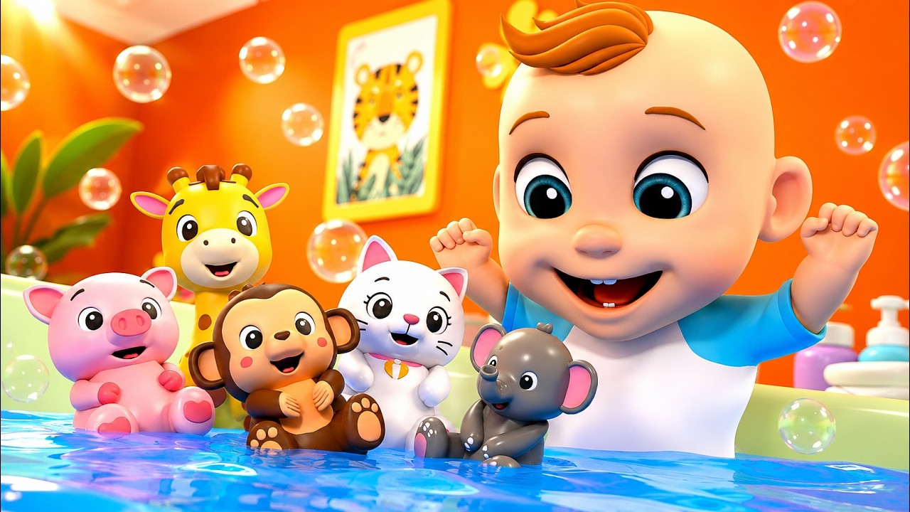 Bath Time Children's Song with Fun Animal Toys Playtime! LuLu Melon Kids Songs & Nursery Rhymes