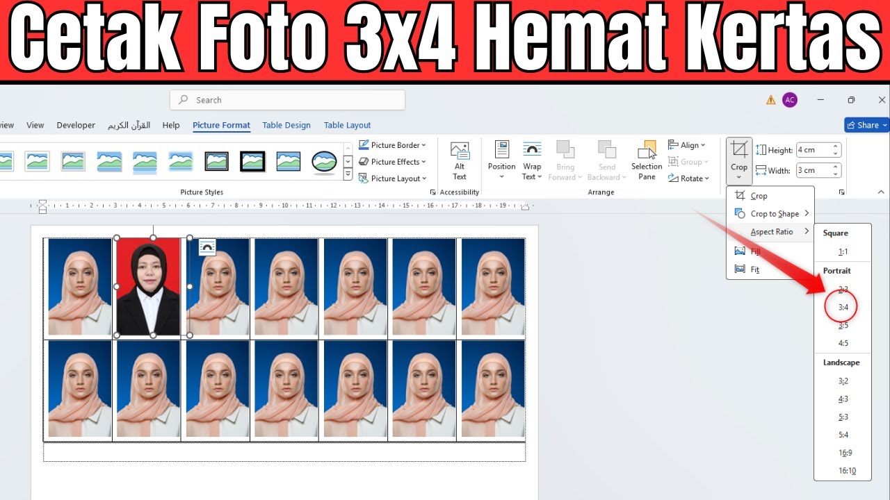 Cara Cetak Foto Ukuran 3x4 di Word Hemat Kertas