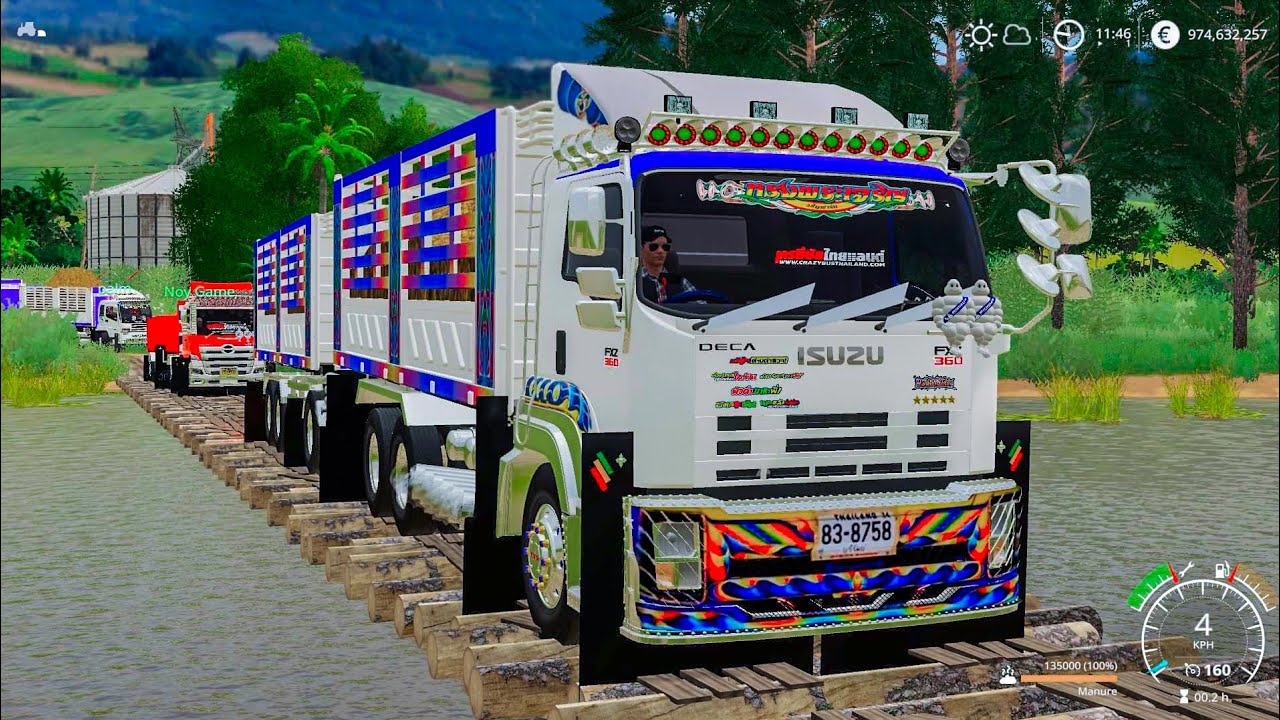 ขับรถพ่วงวิ่งงานส่งปุ๋ยขี้ไก่แตร3ช่าลั่นๆ - Farming simulator 19