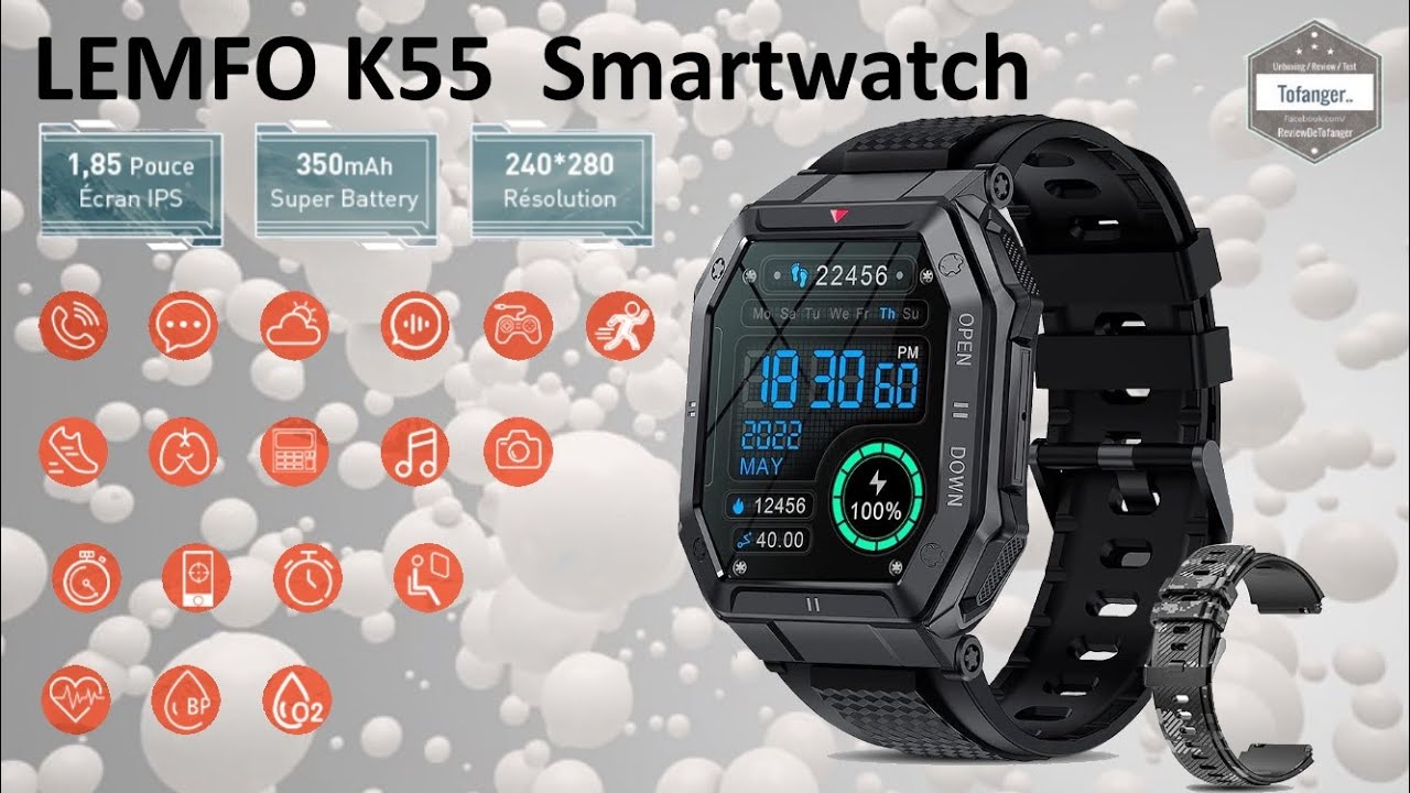 Смарт-часы Lemfo K55 - Приложение Da Fit - Android и iOS - Подключенные часы IP68 - Распаковка