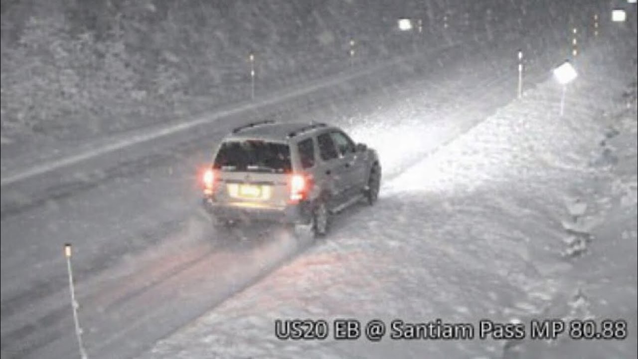 Driving Oregon Santiam Pass in a Night Blizzard
