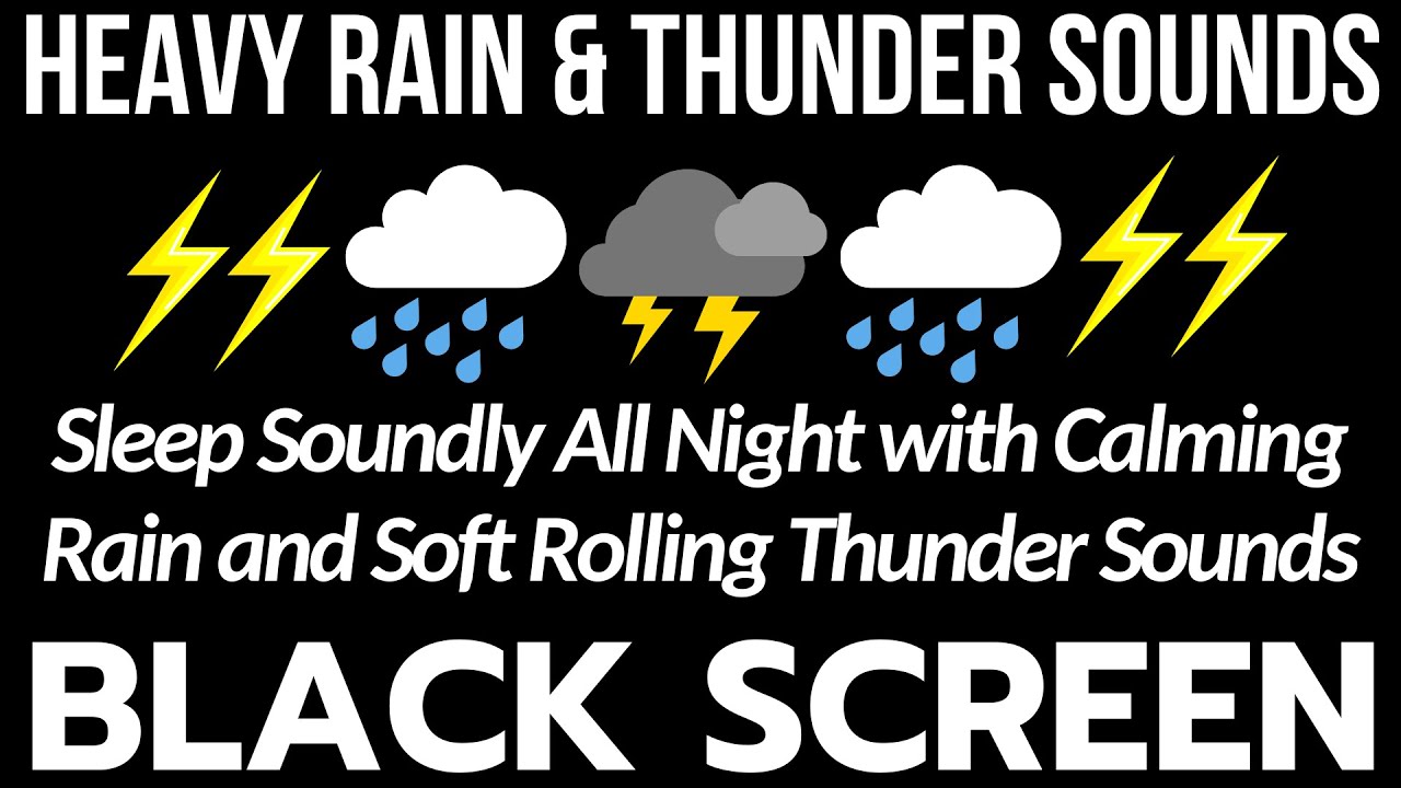 Sleep Soundly All Night with Calming Rain and Soft Rolling Thunder Sounds | No Ads