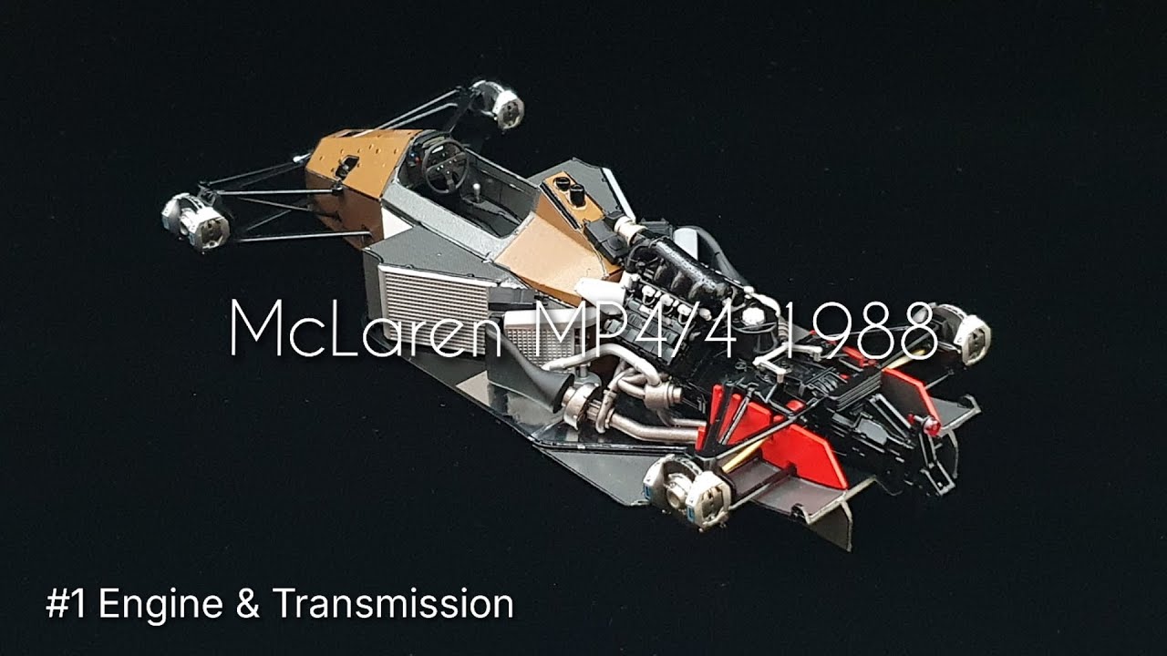 #1 Meng Model 1/24 McLaren MP4/4 1988 엔진, 트랜스미션 조립.