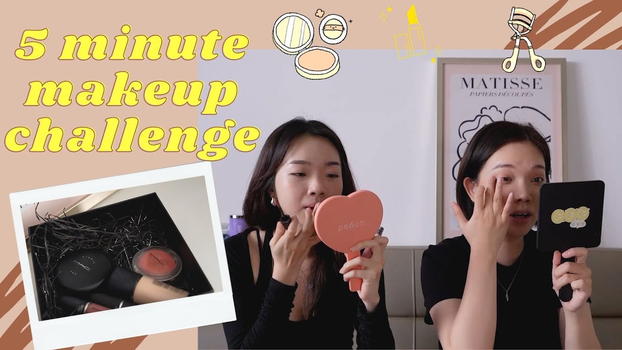 (EngCC) Thử Thách MAKEUP TRONG 5 PHÚT CHỈ VỚI 5 SẢN PHẨM - Cười Bể Bụng | Trang & Tiên