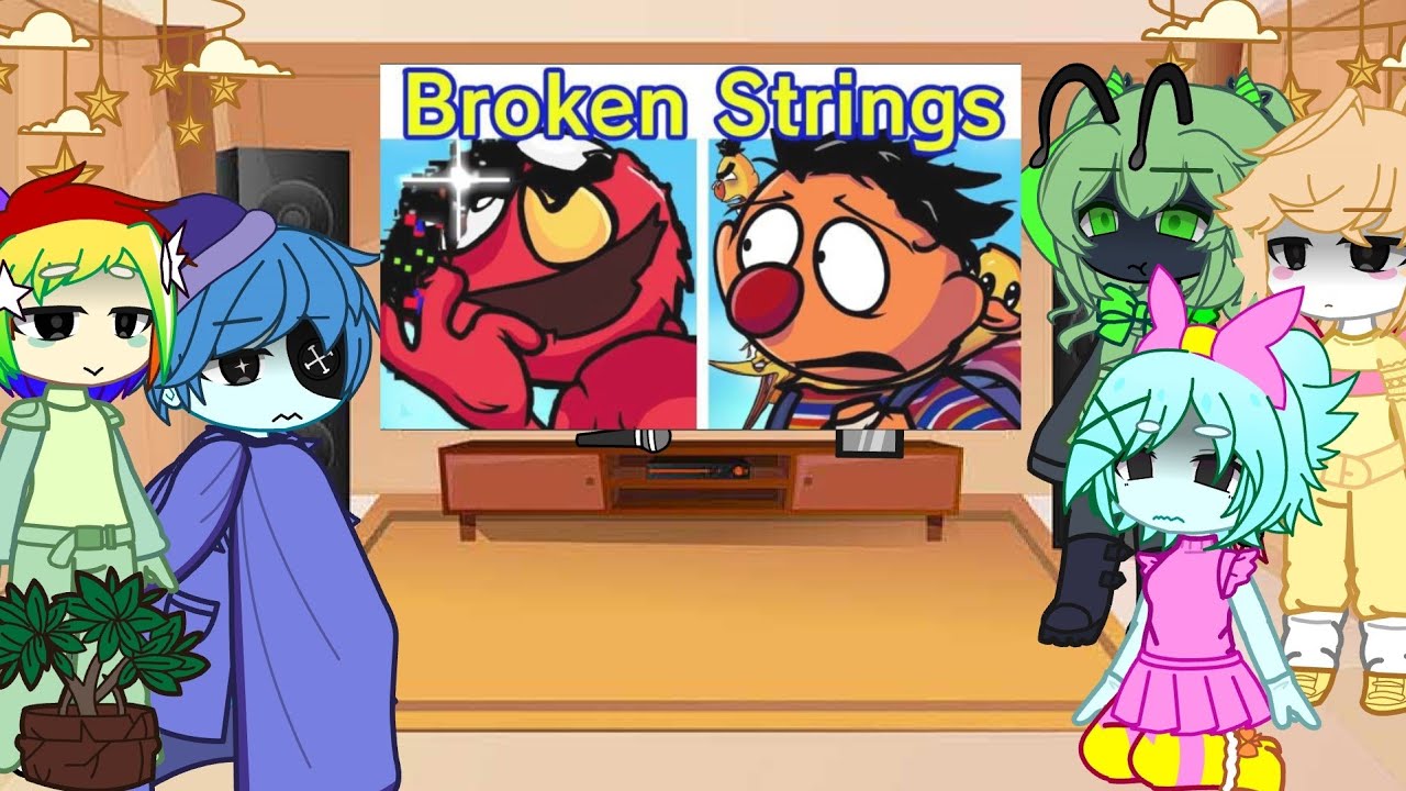 Dandy's World React To FNF Vs Broken Strings II Sesame Street Glitch II Naomi 🐰