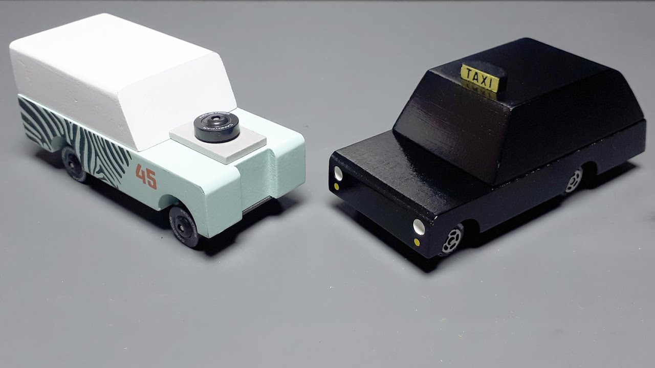 Candycars Mini Zebra Drifter & London Taxi by Candylab Toys wooden diecast toy car truck wood