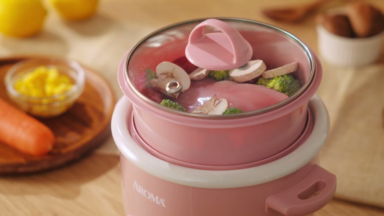 AROMA&reg; 4-Cup Bonded Granite&reg; Ceramic Rice Cooker & Pop-Up Steamer (ARC-802)| Compact & Easy to Use!