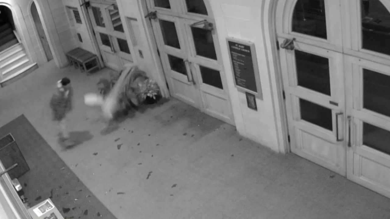 Video shows vandal destroying church statue in Royal Oak