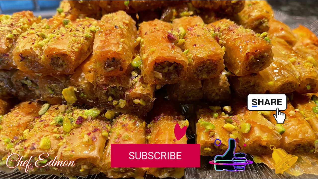 اصابع البقلاوة بالفستق الحلبي و بعجينه جاهزه | شف ادمون