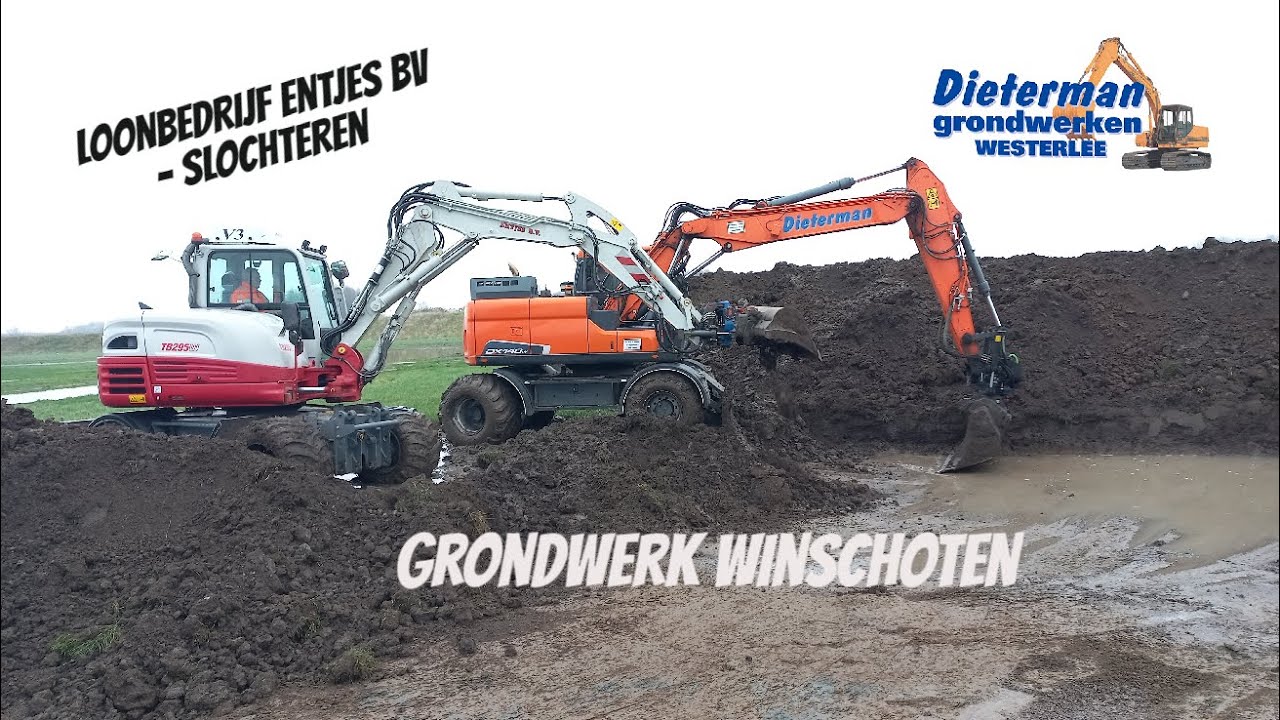 grondwerk dieterman Westerlee Doosan DX140W entjes bv Takeuchi TB295W Winschoten