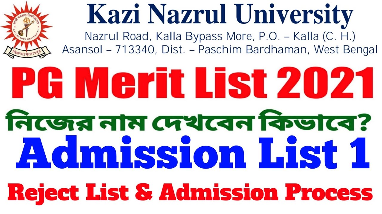 KNU PG Admission 2021 1st Merit List & Reject List. Full Admission Process.