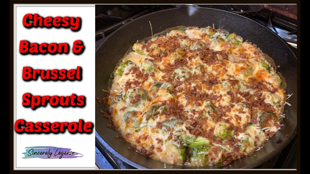 Кето-запеканка с сыром, беконом и брюссельской капустой