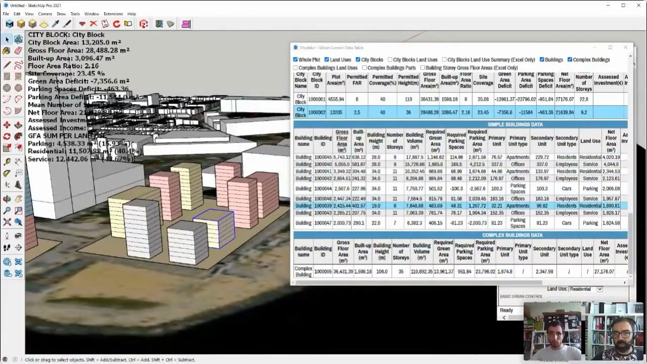 Urban Design Data Table Review and Customization with Modelur
