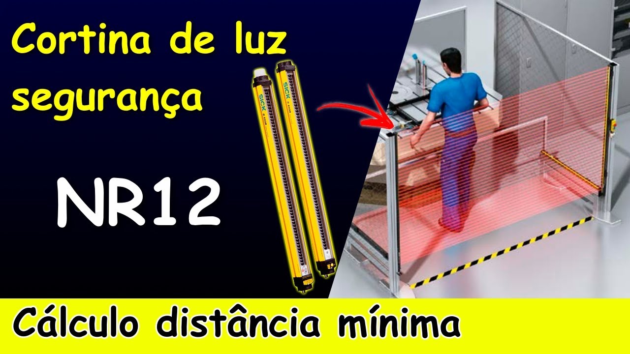 CÁLCULAR Distância MÍNIMA da CORTINA de LUZ de SEGURANÇA para Maquinas (Cortina de segurança NR12)