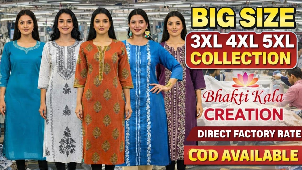Heavy Demand Big Size Kurtis 😍 | Plus Size 3XL 4XL 5XL Kurtis | Bhakti Kala Creation | Kurti Factory
