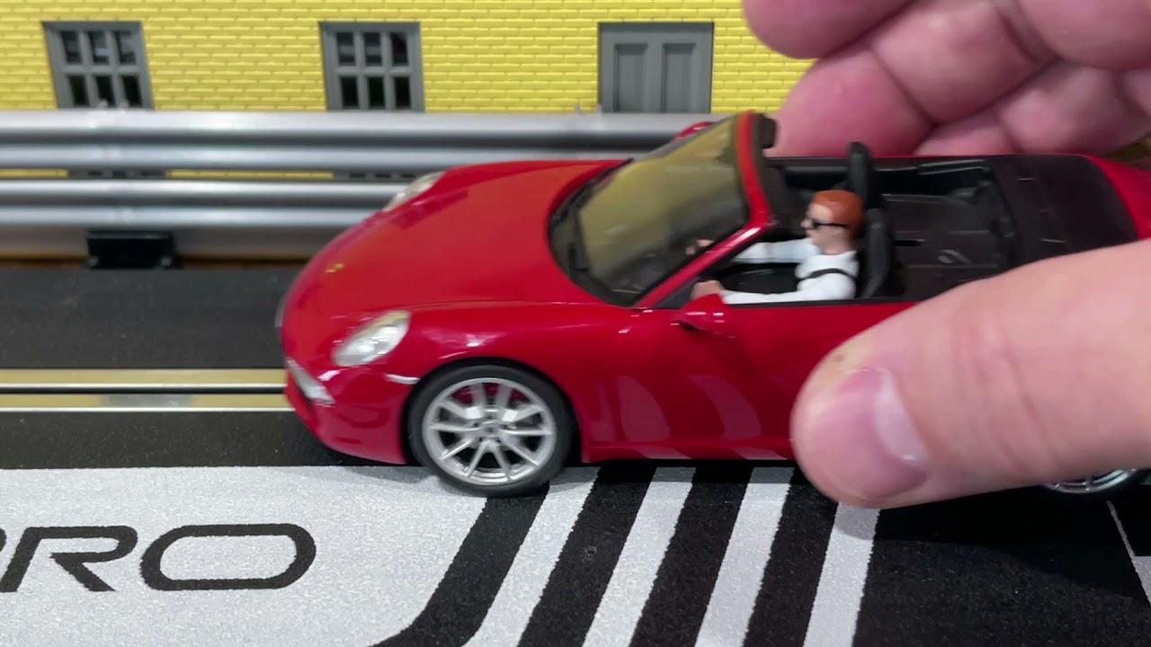 Carrera # 27534 1/32 Porsche 911 analog Slot Car running on Scalextric Track with ARC Pro