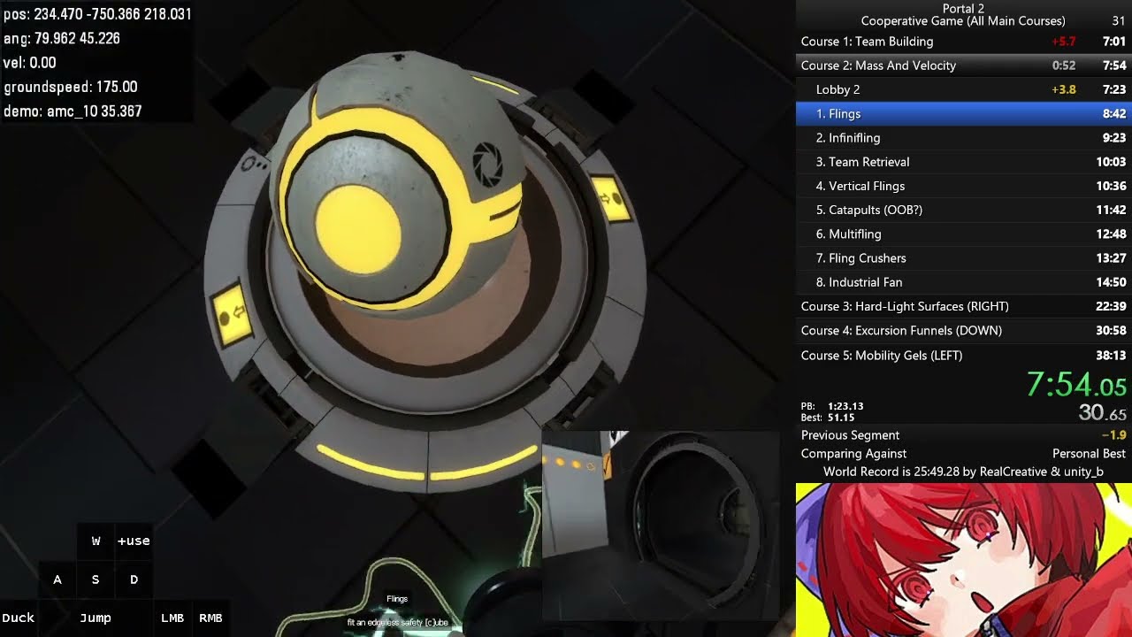 Portal 2 Coop AMC Speedrun w/L1Q in 36:13.067